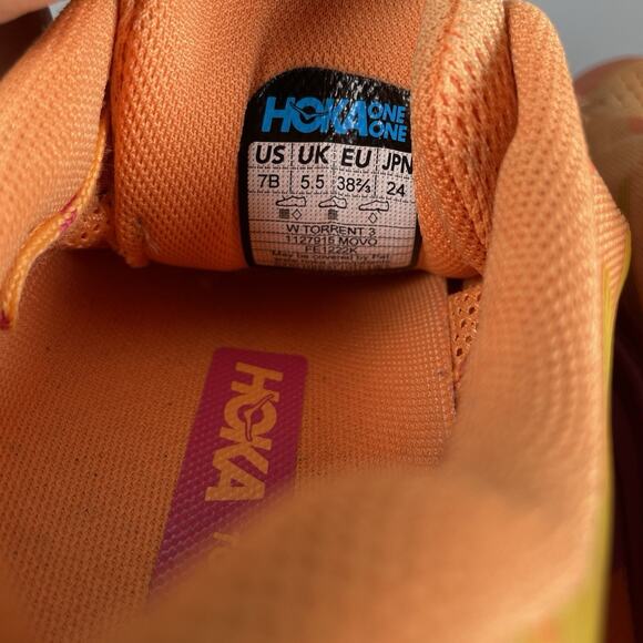Hoka One One Torrent 3 Women’s 7 B Orange Purple Trail Running Shoes Sneaker GUC - Picture 9 of 9